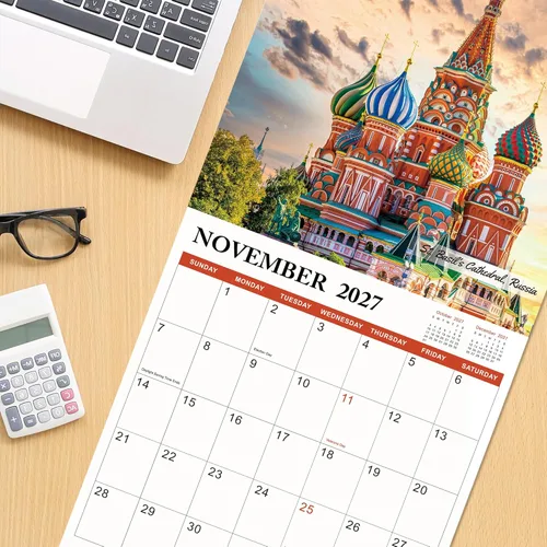 Miniatura 5 de Calendario de pared 2026, 12 meses de enero de 2026 a diciembre de 2026, cuadrado mensual, 12 x 24 pulgadas (abierto), con papel grueso