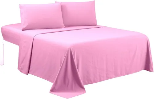 Miniatura 13 de Sfoothome Juego de sábanas King – Juego de cama de 4 piezas de lujo para hotel, bolsillo extra profundo, juego de ropa de cama serie 1800, Rosa