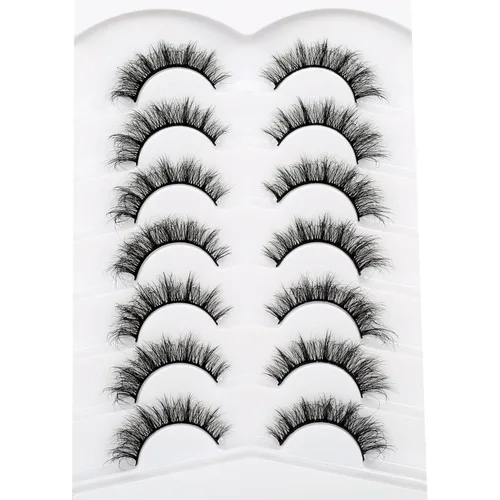 Miniatura 676 de Pooplunch - Pestañas postizas finas de visón sintético, estilo ojo de gato, naturales, cruzadas, tipo racimo, efecto 8D de volumen, tiras