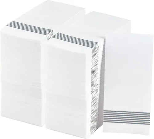 LITOPAK Paquete de 200 toallas de invitados desechables, suaves y absorbentes, toallas de papel para invitados, para baños, fiestas, bodas o Plateado