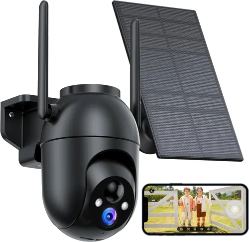 SIIOOE Cámaras de Seguridad Inalámbricas para Exteriores con Energía Solar: Cámara WiFi 2K para Sistema de Seguridad del Hogar - Cámara con Sensor
