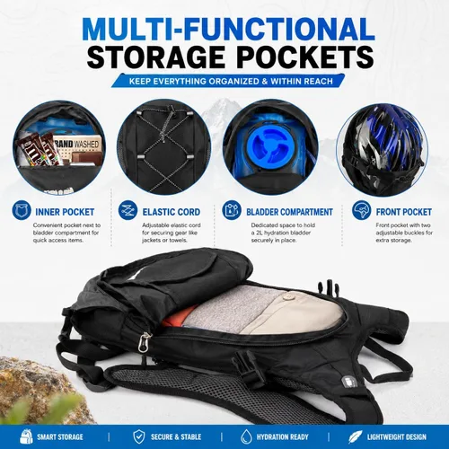 Miniatura 4 de Zavothy Hydration Backpack with 2L Hydration Bladder Water Backpack for Hiking Hydration Pack for Running Cycling Hiking