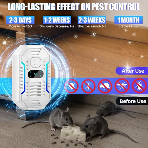 Miniatura 5 de Paquete de 6 repelentes ultrasónicos de plagas mejorados, repelente de insectos para interiores, control eficaz de plagas, repelente ultrasónico