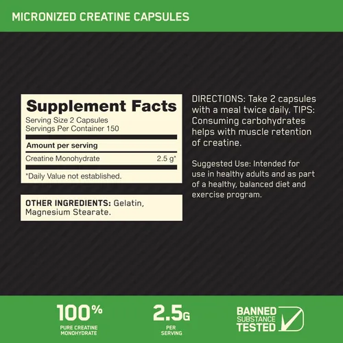 Miniatura 2 de Optimum Nutrition Cápsulas micronizadas de monohidrato de creatina