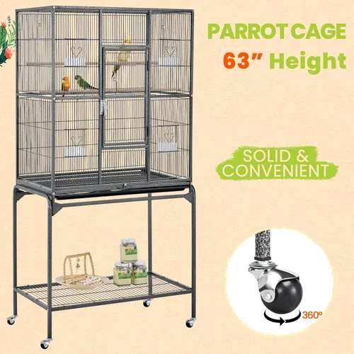 Miniatura 7 de Yaheetech Jaula grande de hierro forjado de 63 pulgadas para pájaros africanos pequeños cuáqueros de Amazon Loros canarios jaula de vuelo