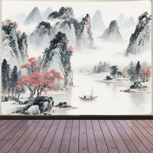 Miniatura 11 de Aidatain Tapiz de otoño para colgar en la pared, diseño de bosque de arce, tamaño 80 pulgadas de largo x 60 pulgadas de ancho, tapices de tela