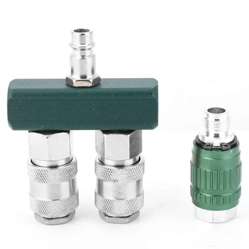 Miniatura 2 de Divisor de manguera de aire, adaptador de compresor de aire de 2 vías de alta calidad con rotación de 360 grados para herramientas neumáticas