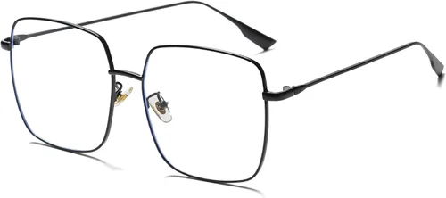 Lentes de lectura cuadrados de gran tamaño para mujeres y hombres, anteojos con filtro de luz azul, lectores de marco de metal grande con protección