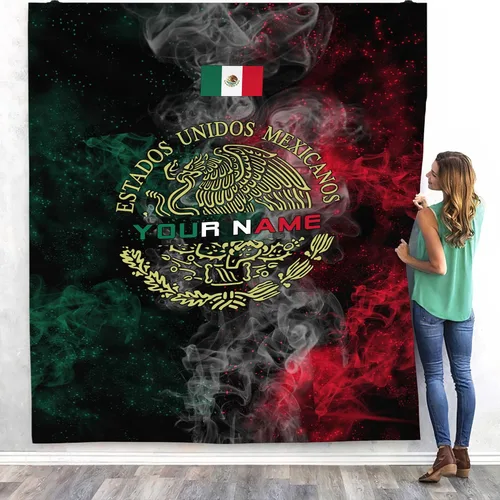 Miniatura 24 de Manta de México con nombre personalizado para hombres y mujeres, manta de bandera personalizable, regalo divertido, felpa mullida, suave microforro