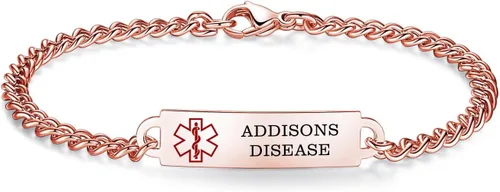 Miniatura 23 de Pulseras de identificación de alerta médica de 6.5 "-8.5" para mujeres, pulseras de emergencia médica de acero inoxidable, grabado gratuito