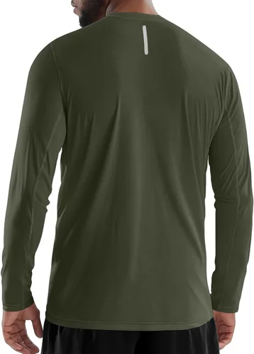 Miniatura 5 de Zengjo Camisetas atléticas que absorben la humedad para hombre, de manga larga, para entrenamiento, correr, gimnasio, rendimiento, protección UV
