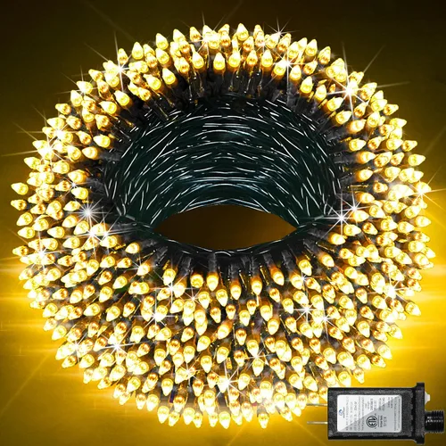 Miniatura 11 de Paquete de 2 Total 200 Pies 600 Luces LED de Navidad en Cadena, Luces de Árbol de Hadas Blanco Frío Conectables, 8 Modos y Temporizador Luces