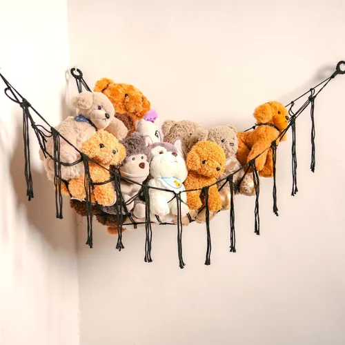 Miniatura 8 de YKBU Hamaca de animales de peluche, red colgante en la esquina, macramé, almacenamiento de animales de peluche, organizador de juguetes
