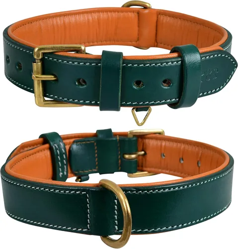 Miniatura 10 de Collar de perro de cuero para perros medianos, marrón, 1 pulgada de ancho, cuero genuino de grano completo, resistente con acolchado interior suave