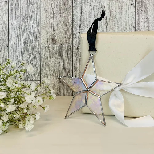 Miniatura 8 de Estrella de vidrieras iridiscente hecha a mano, regalo de mensaje de guerrero, aliento para tiempos difíciles, todo estará bien, regalo