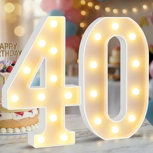 Miniatura 58 de Letrero de números con luz LED de marquesina, letrero de números de cumpleaños iluminado para decoración de fiesta de cumpleaños, pared de bar