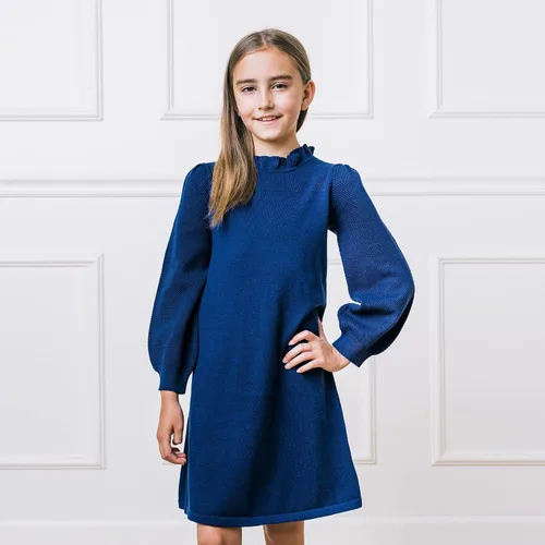 Miniatura 4 de Hope & Henry Vestido tipo suéter de manga larga para niña con falda acanalada
