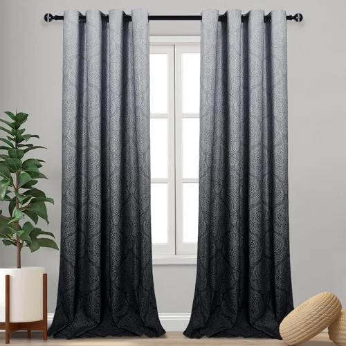 Miniatura 62 de DWCN - Cortinas blackout para dormitorio, diseño de damasco con aislamiento térmico y ojales, para sala de estar, juego de 2 paneles de cortina Gris