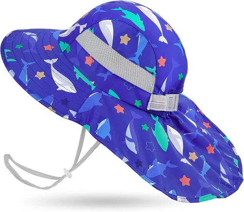 Miniatura 95 de Sombrero de sol para niños, protección UV, unicornio, verano, playa, jugar con ala ancha, solapa para el cuello para niñas y niños