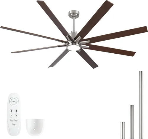 Miniatura 12 de Ventiladores de techo de 42 pulgadas con luces y control remoto, ventilador de techo de níquel cepillado, motor CC reversible de 6 velocidades, LED