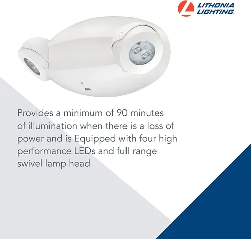 Miniatura 3 de Lithonia Lighting Quantum - Luz de emergencia, luces de emergencia LED comerciales contemporáneas con 2 cabezales de lámpara compatibles, montaje