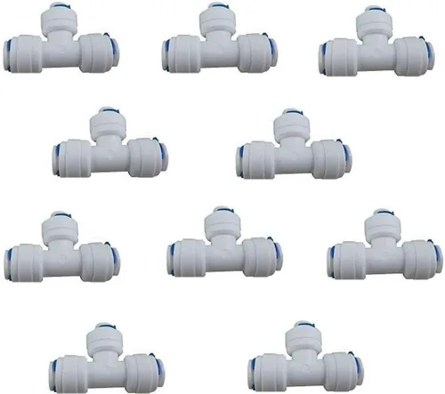 Lemoy Liimevvon 10 x 1/4 pulgadas Tee 3 vías tubo de conexión rápida Push Fit RO Sistema de ósmosis inversa de agua