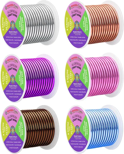 Miniatura 104 de Mandala Crafts - Alambre de aluminio anodizado de 8 calibre para hacer joyas - 9.75 m de alambre flexible negro colorido - Flexible para bonsái