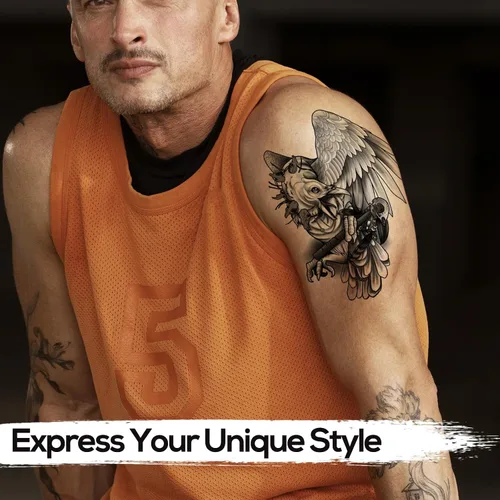 Miniatura 3 de Kotbs 6 hojas de tatuajes temporales realistas de animales realistas para hombres y mujeres, calcomanías de tatuaje impermeables para adolescentes