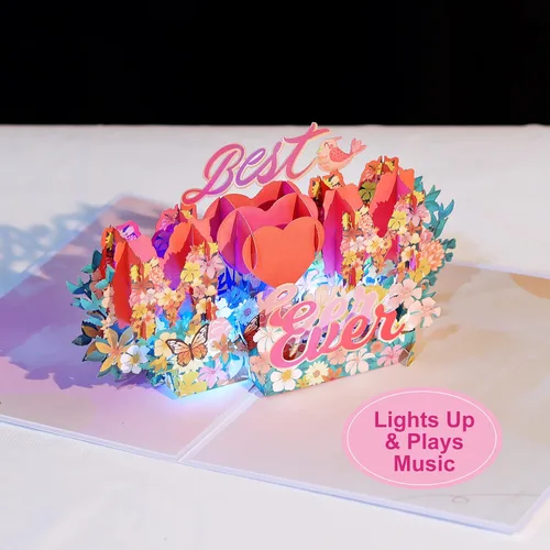 Miniatura 2 de Yinqing LIGHTS & MUSIC - Tarjeta desplegable para el día de la madre, tarjeta 3D de hija, hijo, marido, tarjetas de regalo para mamá, esposa, abuela