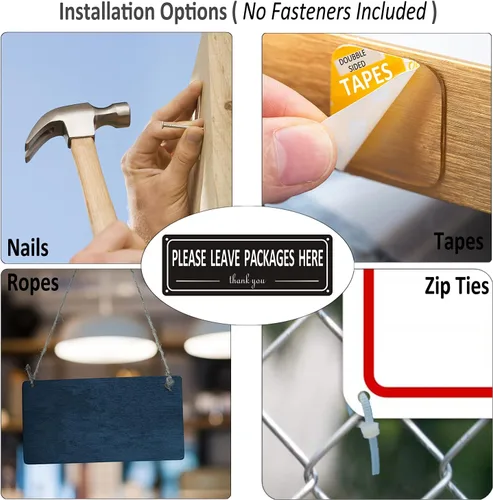 Miniatura 5 de i-CowFun - Letrero de metal con texto en inglés "Leave Packages Here", 10 x 3.5 pulgadas, aluminio, para exteriores, libre de óxido, resistente a