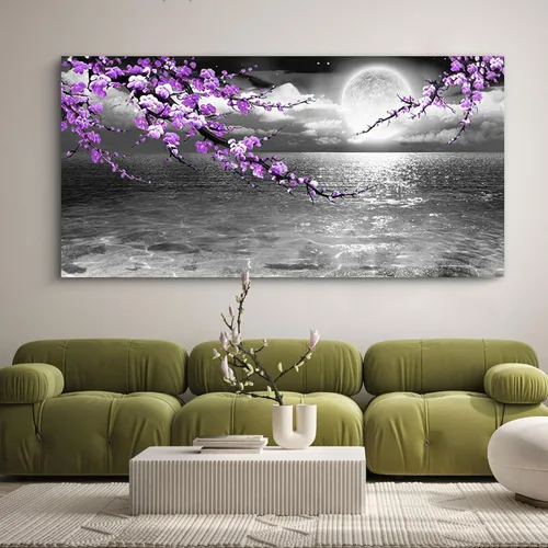 Miniatura 8 de yiijeah Arte de pared grande para sala de estar, lienzo para sala de estar, lienzo abstracto morado y dorado, decoración de pared de marco moderno