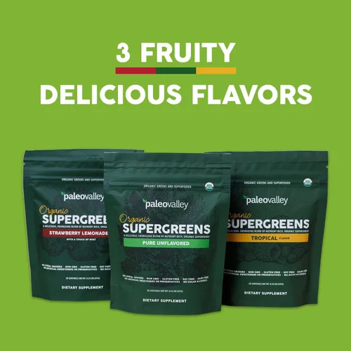 Miniatura 3 de Paleovalley Organic Supergreens - Superalimento orgánico en polvo de verduras para apoyo inmunológico - Mezcla de polvo verde paleo - 30 porciones
