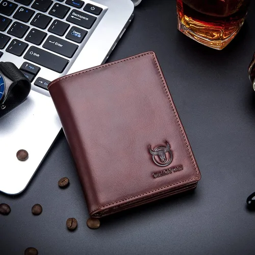 Miniatura 2 de BULLCAPTAIN Cartera plegable de cuero genuino de gran capacidadtitular de la tarjeta de crédito para los hombres con 15 ranuras para tarjetas QB-027