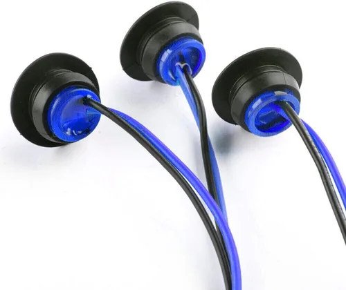 Miniatura 7 de 10 piezas LED redondas mini impermeables selladas azules de 3/4", luces de gálibo con bala y ojal para indicadores delanteros, traseros y laterales