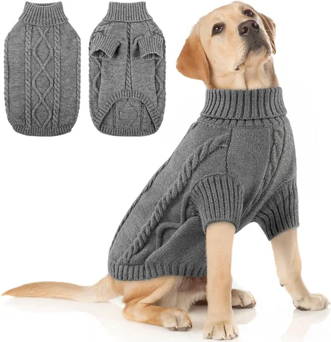 Miniatura 18 de Queenmore - Suéter de punto trenzado con cuello alto para perros pequeños, para climas fríos, para chihuahua, bulldog, teckel, carlino y yorkie, XS