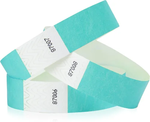 Miniatura 26 de 500 pulseras Tyvek verde neón para eventos, diseño a prueba de manipulaciones y color fluorescente que evitan la reutilización, pulseras de grado