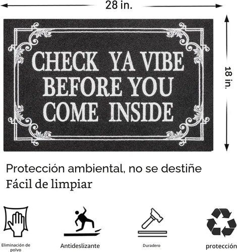 Miniatura 3 de Tapete Interior para Puerta, Tapetes de Bienvenida para Puerta Principal, Entrada Exterior, Tapete Negro para Puerta, Check Ya Vibe Before You Come