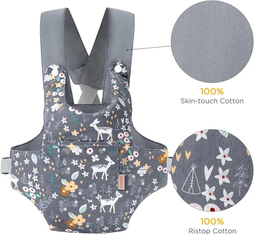 Miniatura 7 de GAGAKU Portabebés de juguete para muñecas Accesorio de muñeca Portador de animales de peluche para niños con correas ajustables - Gris - Ciervo