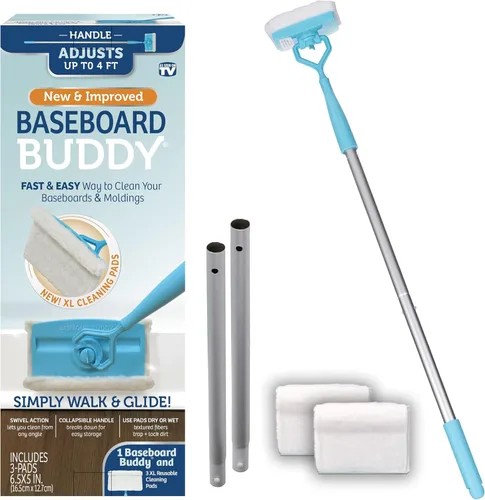 Baseboard Buddy | Esencial ligero para la limpieza del hogar, perfecto para zócalos, molduras y paredes, desliza y limpia atrapando y bloqueando