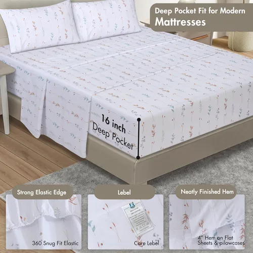 Miniatura 4 de ZOYER Sábanas de percal 100 % algodón tamaño King, refrescantes y transpirables para personas que duermen con calor, ropa de cama crujiente