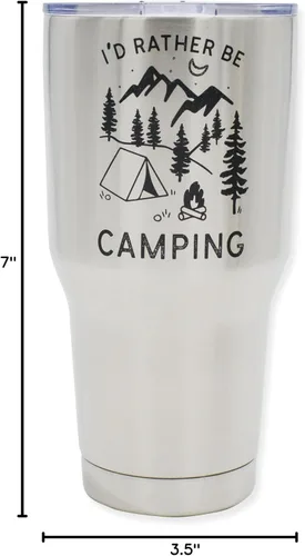 Miniatura 9 de Divertido regalo de campamento para hombres al aire libre, vaso aislado de acero inoxidable con tapa, (30 onzas) – Taza para viajes de caravana, día