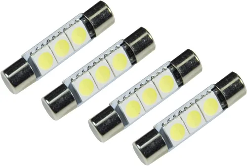 Miniatura 5 de PA LED 4 x LED 5050 3SMD Fuse Festoon Bulb Dome Interior Luz Interior Coche Visera Solar Espejo Luz 1.220 in (blanco)