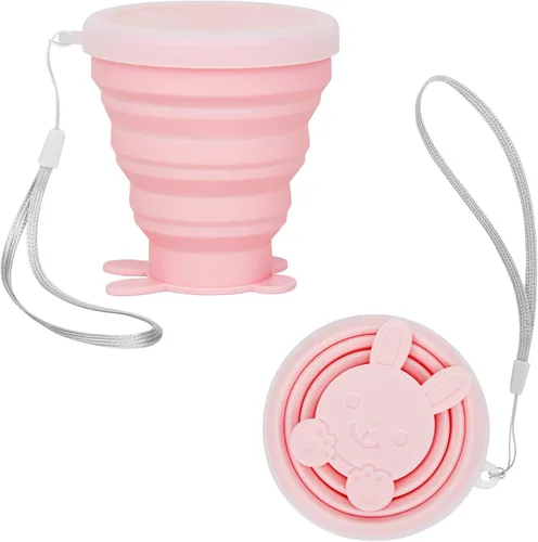 Miniatura 9 de Taza de agua de silicona plegable reutilizable, taza portátil de picnic para aperitivos, taza de viaje extensible de tamaño bolsillo, tazas Azul