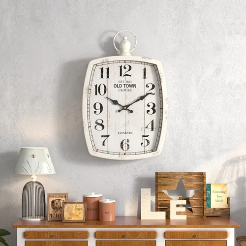 Miniatura 6 de Menterry Reloj de pared rectangular retro grande, estilo vintage antiguo, funciona con pilas, reloj de pared silencioso para sala de estar, granja