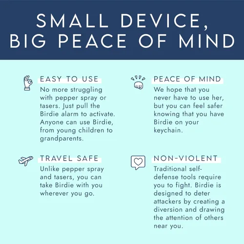 Miniatura 5 de She’s Birdie – La alarma de seguridad personal original para mujeres por mujeres – Sirena fuerte, luz estroboscópica y llavero en una variedad