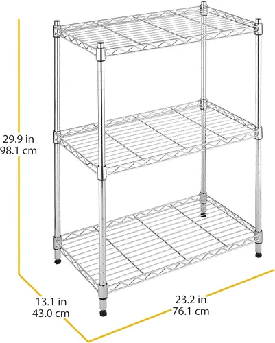Miniatura 3 de Whitmor Estantería de alambre de 3 estantes de metal para almacenamiento, organizador de hogar de fácil montaje para despensa, cocina, garaje