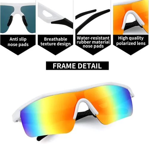 Miniatura 6 de FEISEDY Gafas de sol polarizadas de béisbol para niños y adolescentes, marco TR90 para niños y niñas, ciclismo B2454