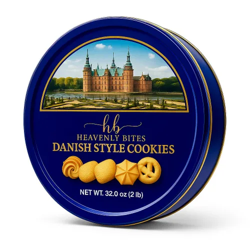 Miniatura 7 de Heavenly Bites Galletas de mantequilla estilo danés en lata de metal, 12 onzas