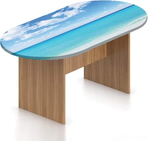 Miniatura 20 de XISUNYA Mantel ajustable ovalado de poliéster elástico, decoración del océano, mantel ajustable con estampado de playa y isla tropical, se adapta a