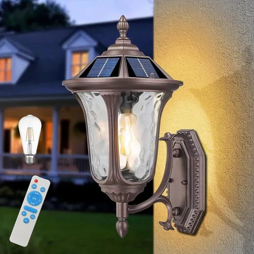 Miniatura 16 de Lámparas de pared para exteriores, faroles de pared exterior impermeables con vidrio ondulado Waer, apliques exteriores, luces de porche delantero